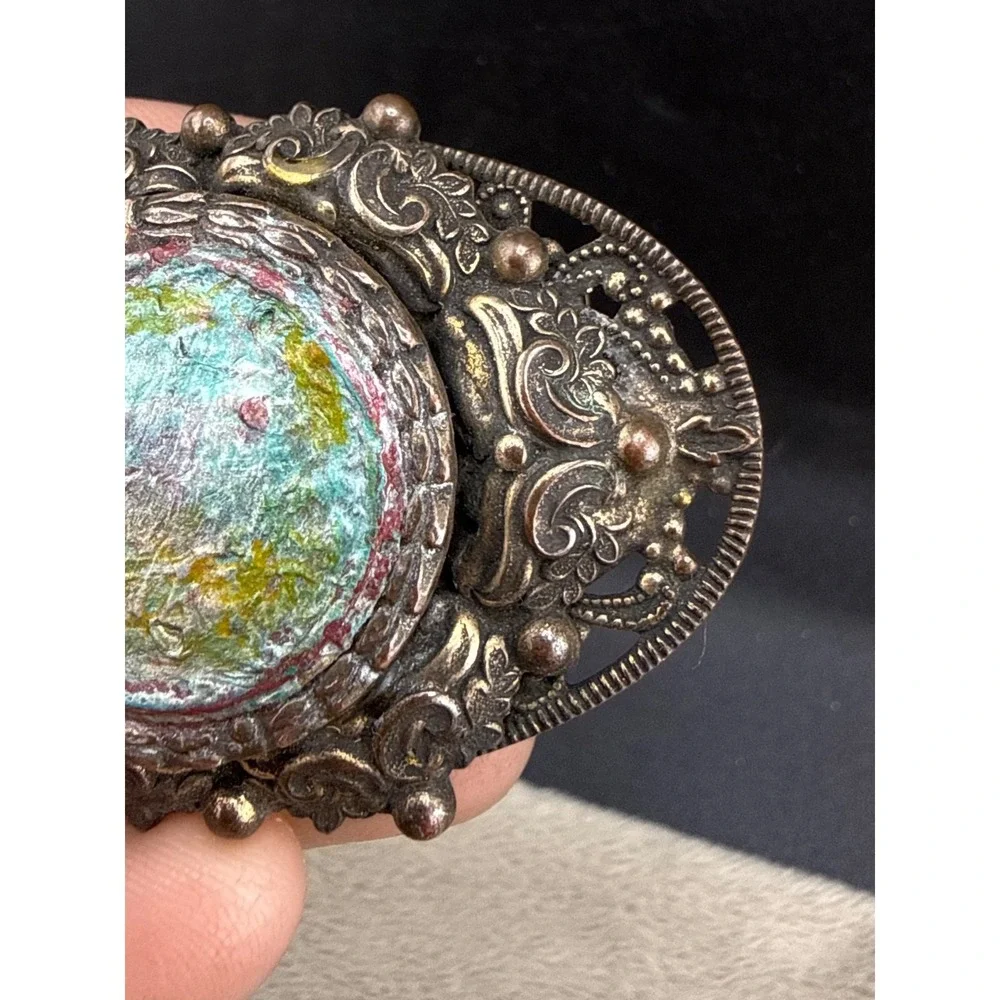 Vintage Brooch Iridescent Mottled Silver Tone REPAIR UPCYCLE NO BACK